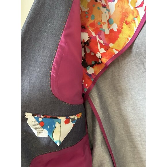 Robert Graham Blazer Men's 40 Gray Blue Cotton Three-Button Floral Lined - Picture 5 of 16